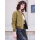 Casual Women Green Pockets Baseball Jackets