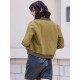 Casual Women Green Pockets Baseball Jackets