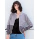 Casual Women Pink Gary Patchwork Baseball Jacket