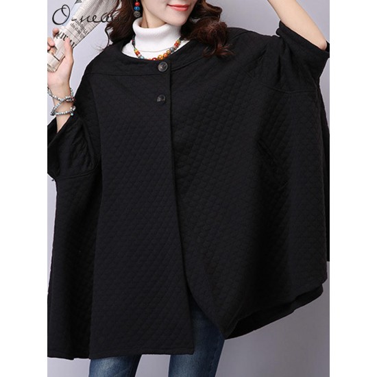 Elegant S-5XL Three Quarter Bat Sleeve Cape Cloak Coats