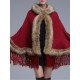 Elegant Women Faux Fur Hooded Cloak Coat