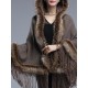 Elegant Women Faux Fur Hooded Cloak Coat