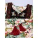 Boho Floral Print Short Sleeve Embroidery Long Dress