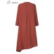 Casual Loose Front Button Solid Cotton Irregular Dress