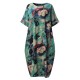 Casual S-5XL Women Loose Lotus Printing Dress