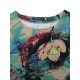 Casual S-5XL Women Loose Lotus Printing Dress