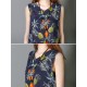 Cotton Sleeveless V-neck Pineapple Pattern Beach Dress