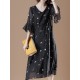 Cotton V-neck Flared Sleeve Star Dress