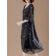 Cotton V-neck Flared Sleeve Star Dress