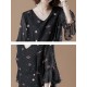 Cotton V-neck Flared Sleeve Star Dress