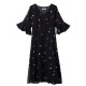 Cotton V-neck Flared Sleeve Star Dress