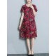 Floral Print Short Sleeve Pocket Dress