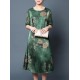 Women Plus Size Floral Print Half Sleeve Elegant Dress