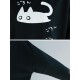 Cartoon Cat Print Crew Neck Long Sleeve Women Sweatshirt