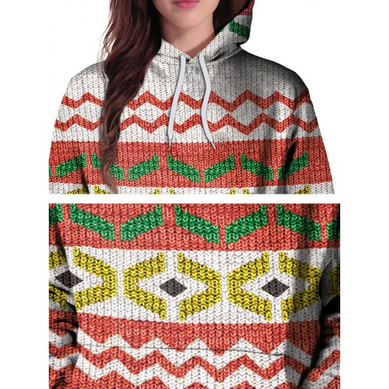 Casual Women Christmas Costume Geometric Printed Sweatshirts