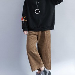 Casual Women Embroidery Fleece Sweatshirts