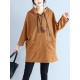 Casual Women Khaki  Pockets Hooded Sweatshirts