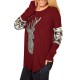 Christmas Sequins Deer Print V-neck Long Sleeve Casual Sweatshirt for Women