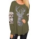 Christmas Sequins Deer Print V-neck Long Sleeve Casual Sweatshirt for Women