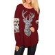 Christmas Sequins Deer Print V-neck Long Sleeve Casual Sweatshirt for Women