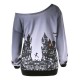 Halloween Casual One Shoulder Long Sleeve Printed Sweatshirt Costume For Women