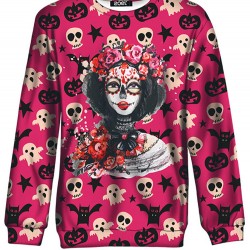 Halloween Clown Print Crew Neck Long Sleeve Sweatshirt For Women