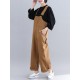 Casual Loose Straps Button Wide Legged Women Jumpsuit