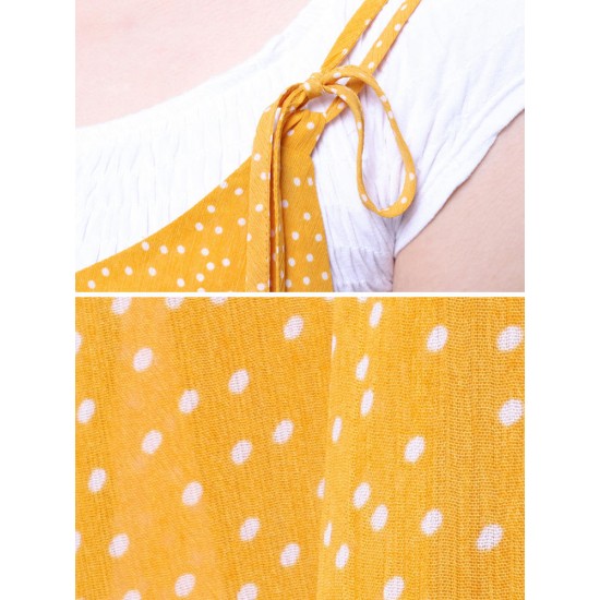 O-NEWE Casual Women Loose Dot Spaghetti Strap Jumpsuits