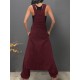 Plus Size Casual Sleeveless Solid Color Front Pocket Baggy Jumpsuit