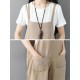 Plus Size Women Cotton Strap Pocket Wide Leg Jumpsuit