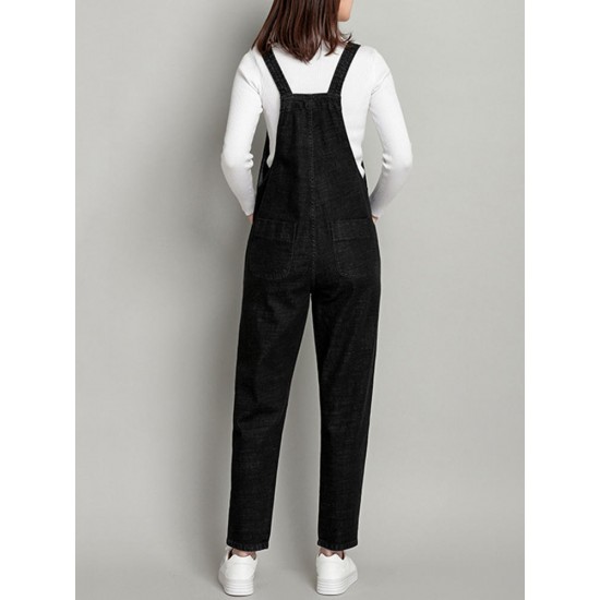 S-6XL Casual Women Denim Pockets Jumpsuit Playsuit S-6XL Casual Women Denim Pockets Jumpsuit Playsuit