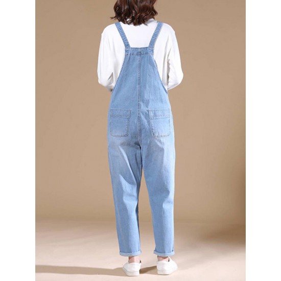 S-6XL Casual Women Denim Pockets Jumpsuit Playsuit S-6XL Casual Women Denim Pockets Jumpsuit Playsuit