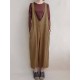 Women Leisure Cotton Jumpsuits Wide Leg Pants Loose with Button