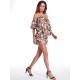 Women Sexy Floral Printed  Off the Shoulder Jumpsuits