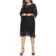 Plus Size Elegant Lace 3/4 Sleeve Party Women Dress