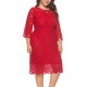 Plus Size Elegant Lace 3/4 Sleeve Party Women Dress