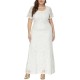 Plus Size Elegant Lace Hollow Out Short Sleeve Party Dress