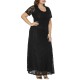 Plus Size Elegant Lace Hollow Out Short Sleeve Party Dress