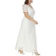 Plus Size Elegant Lace Hollow Out Short Sleeve Party Dress