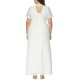 Plus Size Elegant Lace Hollow Out Short Sleeve Party Dress