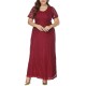 Plus Size Elegant Lace Hollow Out Short Sleeve Party Dress