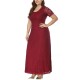 Plus Size Elegant Lace Hollow Out Short Sleeve Party Dress