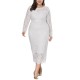 Plus Size Lace Elegant Party Long Sleeve Women Dress