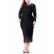 Plus Size Lace Elegant Party Long Sleeve Women Dress