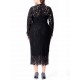 Plus Size Lace Elegant Party Long Sleeve Women Dress