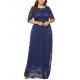 Plus Size Women Elegant 3/4 Sleeve Lace Long Dress