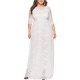 Plus Size Women Elegant 3/4 Sleeve Lace Long Dress