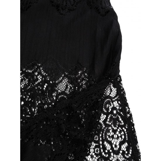 Sexy Women Off Shoulder Lace Patchwork Dress