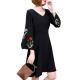 Elegant Women A Line Dress Embroidered Lantern Sleeve Casual Dresses