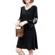 Elegant Women A Line Dress Embroidered Lantern Sleeve Casual Dresses